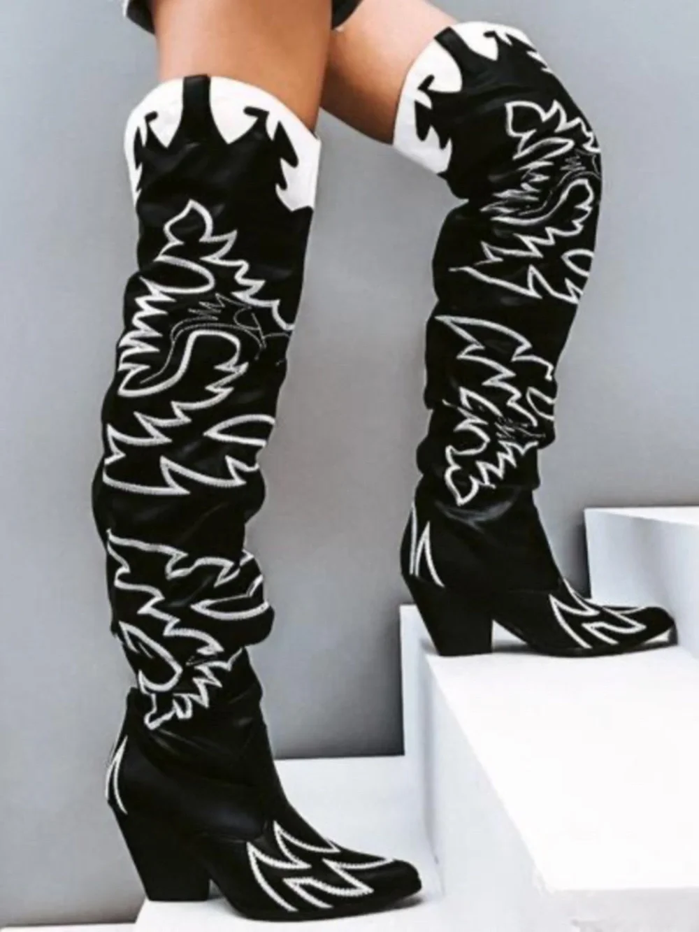 Western Thigh High Over The Knee Embroidered Boots (9)